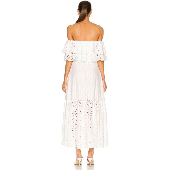 Charo Ruiz Ibiza Isabella White Eyelet Off Shoulder Maxi Dress Size Small - Picture 2 of 10